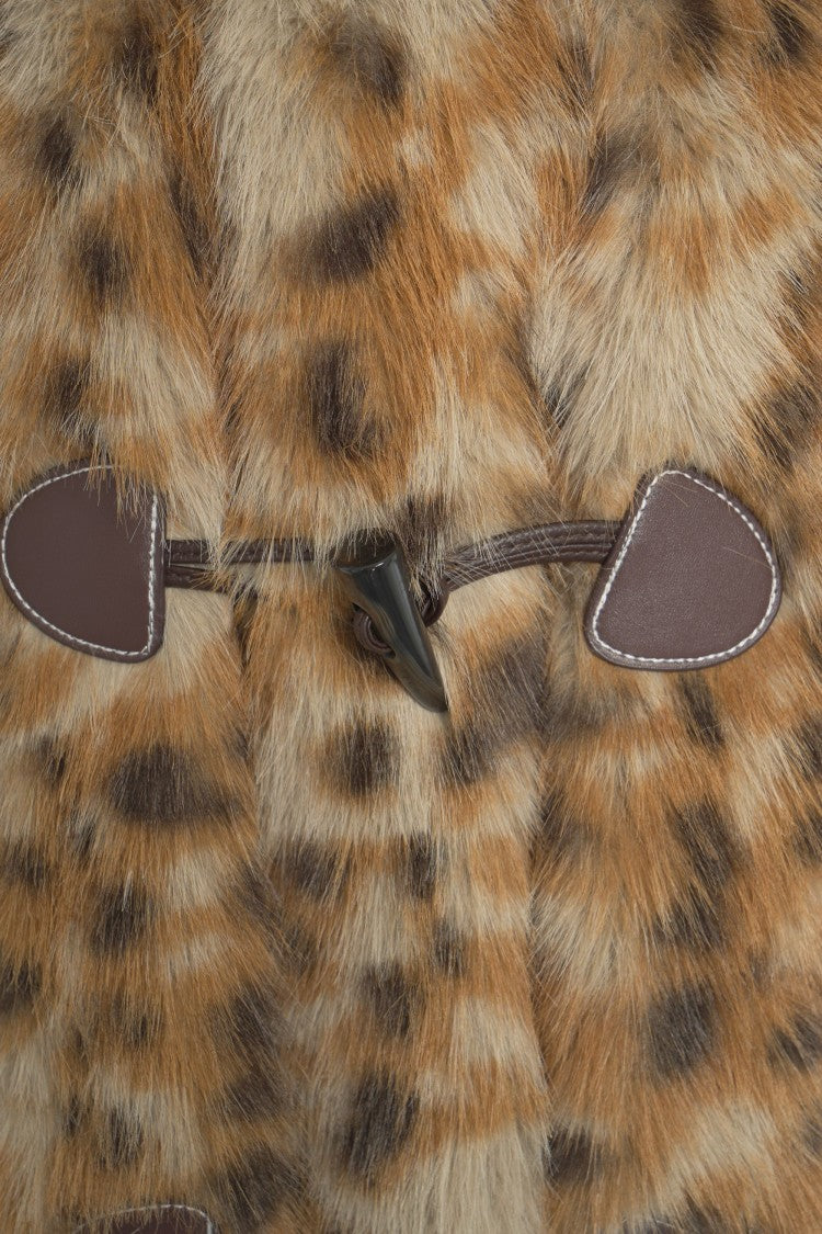 Munthe Oversized Teddy Coat With Bold Animal Print And Integrated Hood