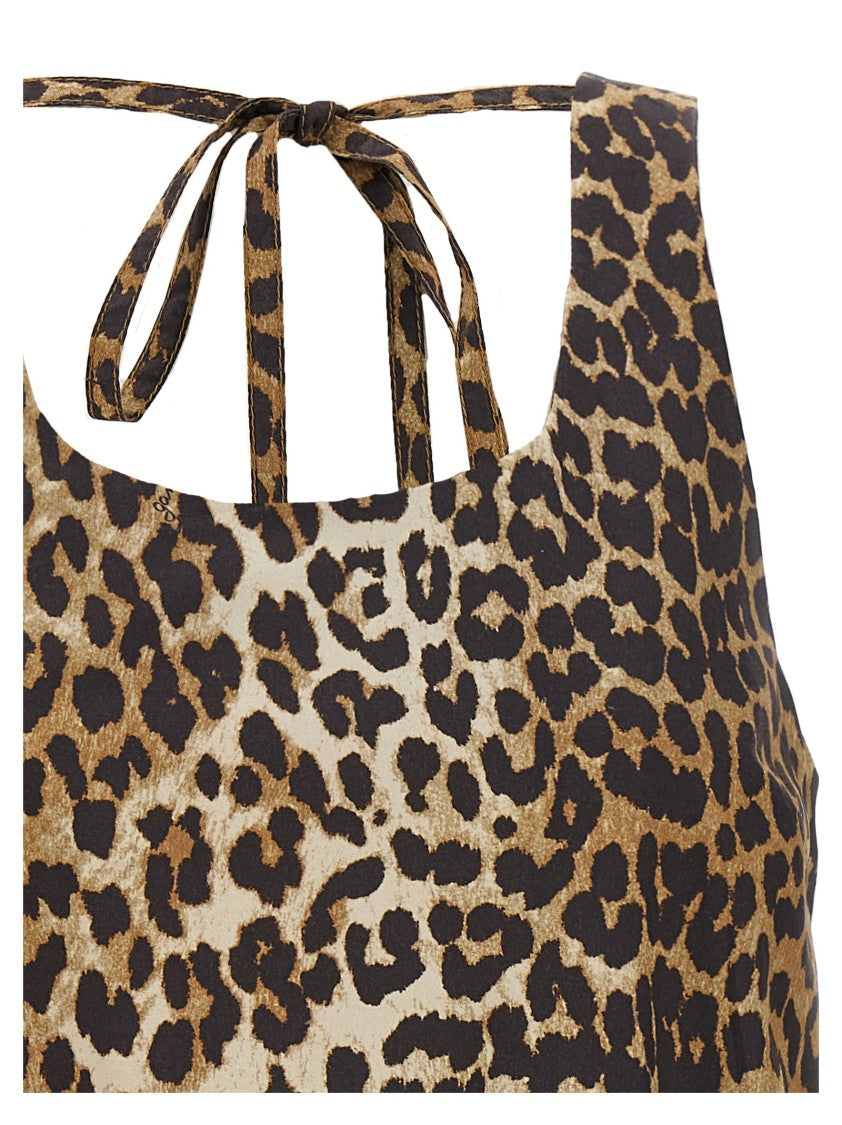 Ganni Leopard Cotton Poplin Mini' Dress