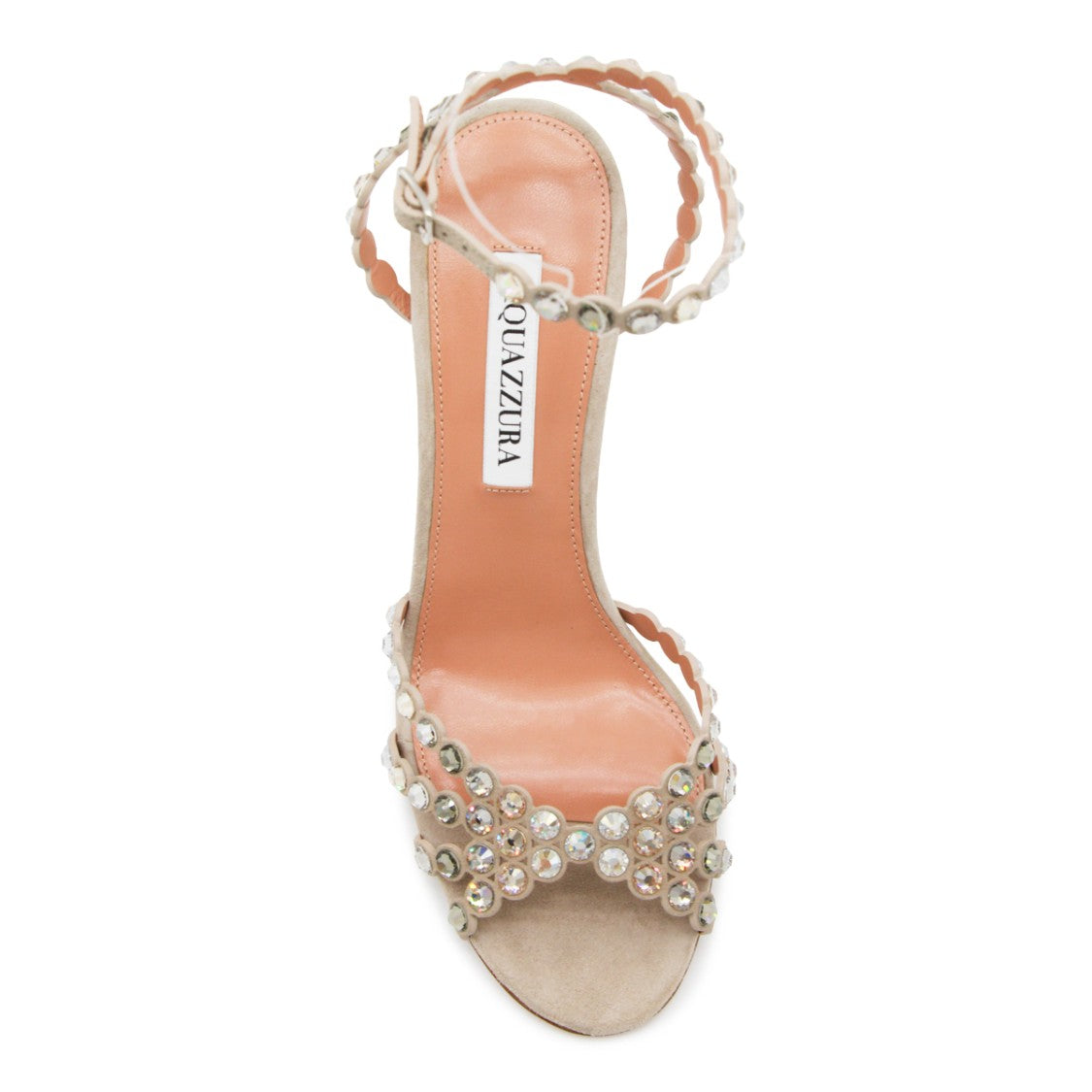Aquazzura Stone Leather Rhinestone Straps Sandals