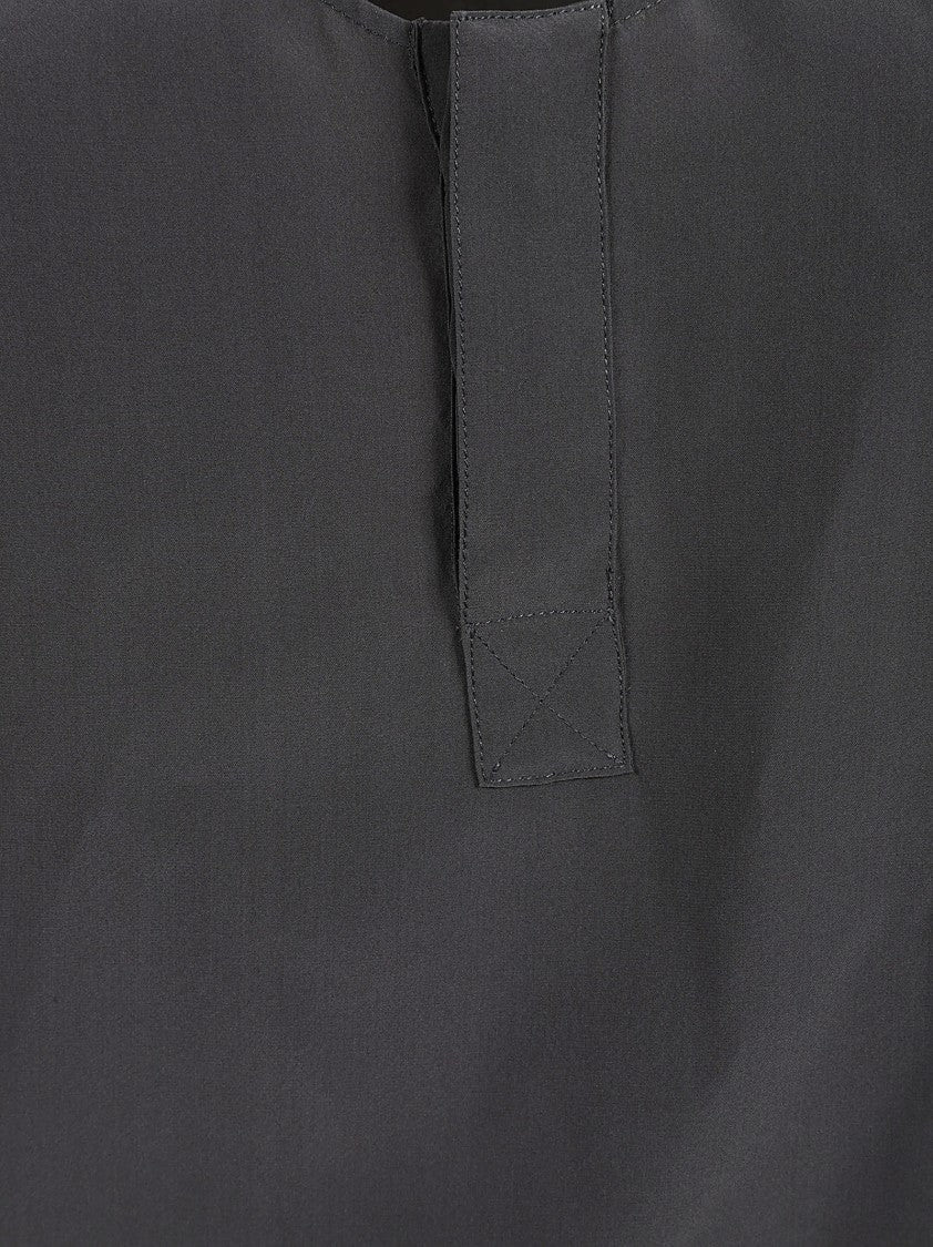 Saint Laurent Black Silk Top With Scoop Neckline