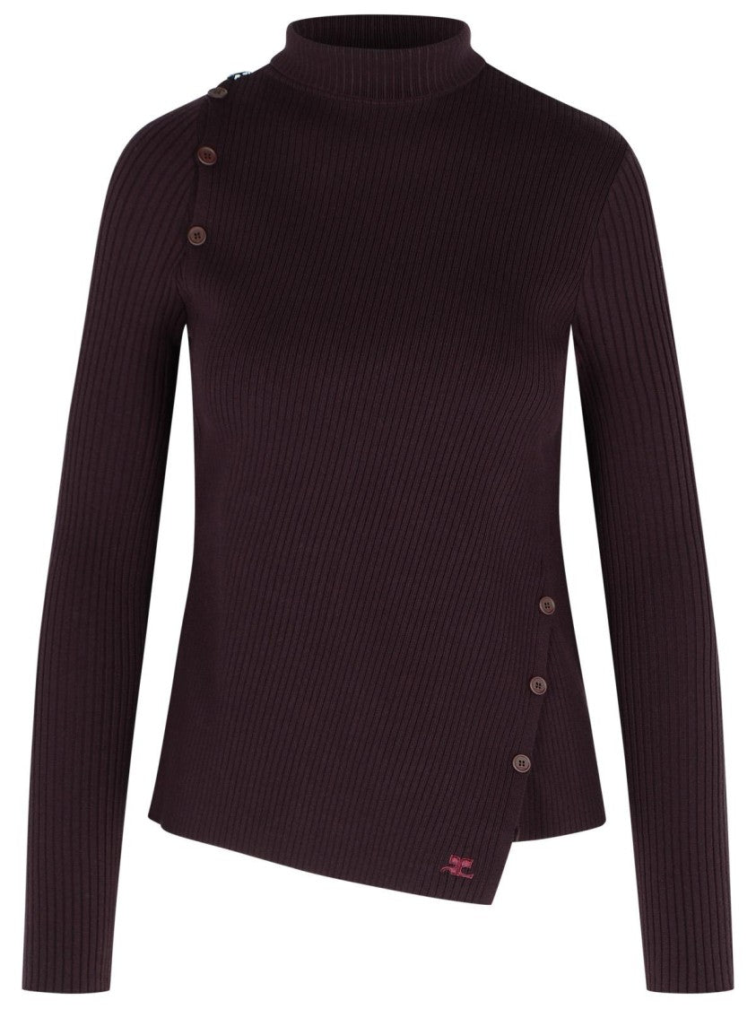Courrèges Oblique' Burgundy Viscose Blend Sweater