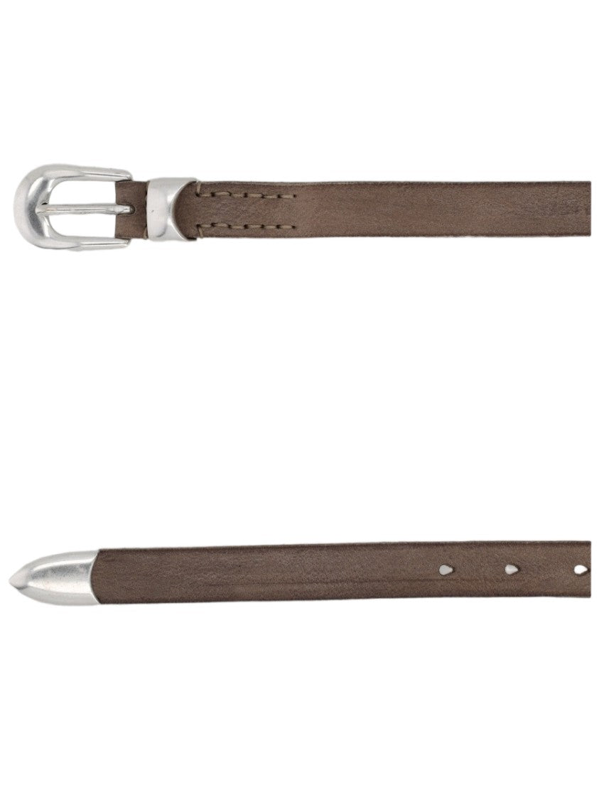 Our Legacy Slim Silver Buckle Leather Belt