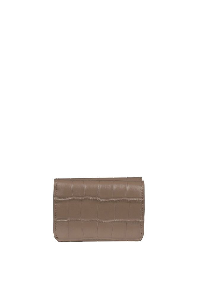Balenciaga Beige Croco Embossed Leather Mini Wallet