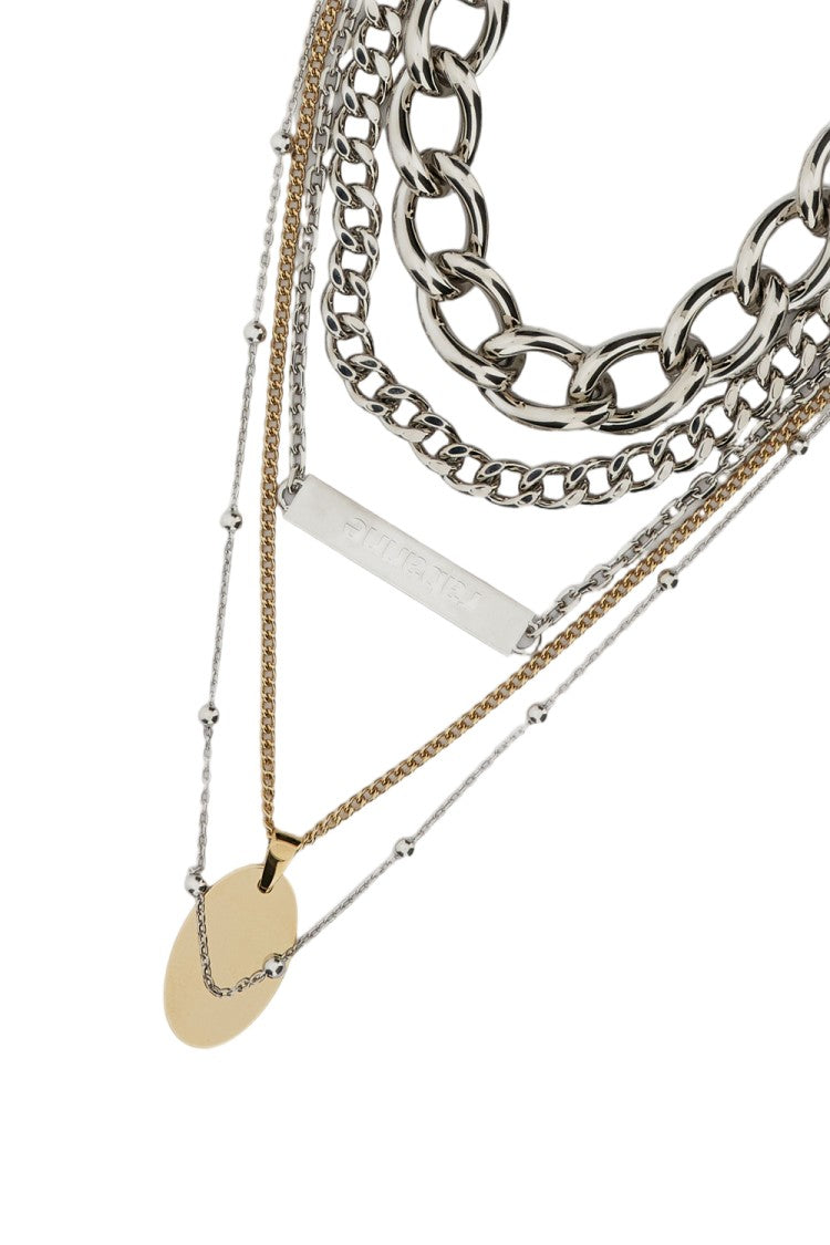 Rabanne Silver 5 Rangs Layered Strand Necklace