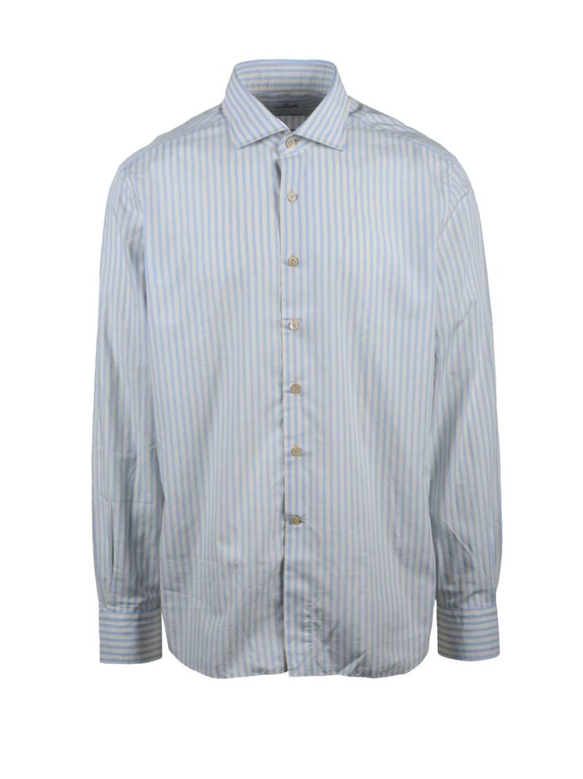 Alessandro Gherardi White Light Blue Striped Shirt