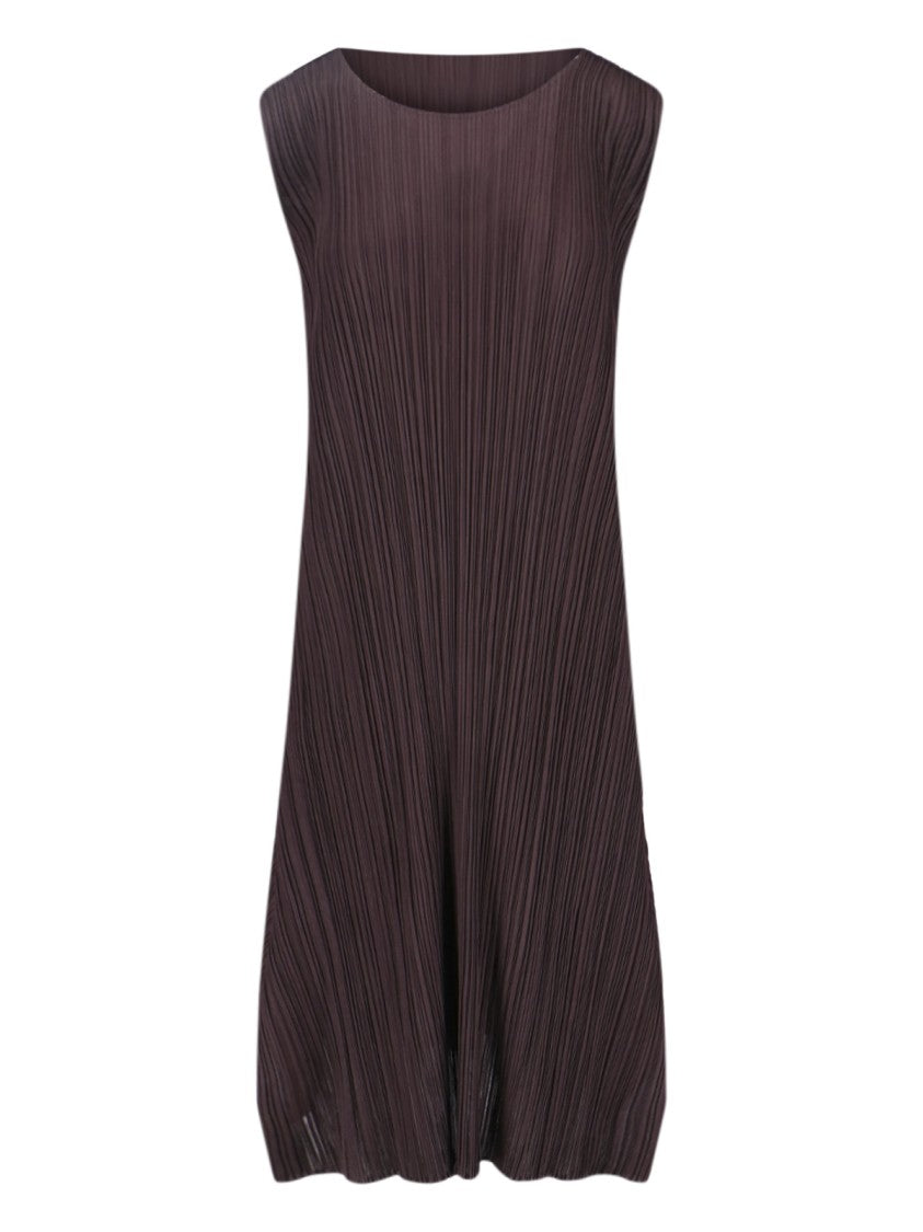 Pleats Please Plissé Midi Dress – Brown