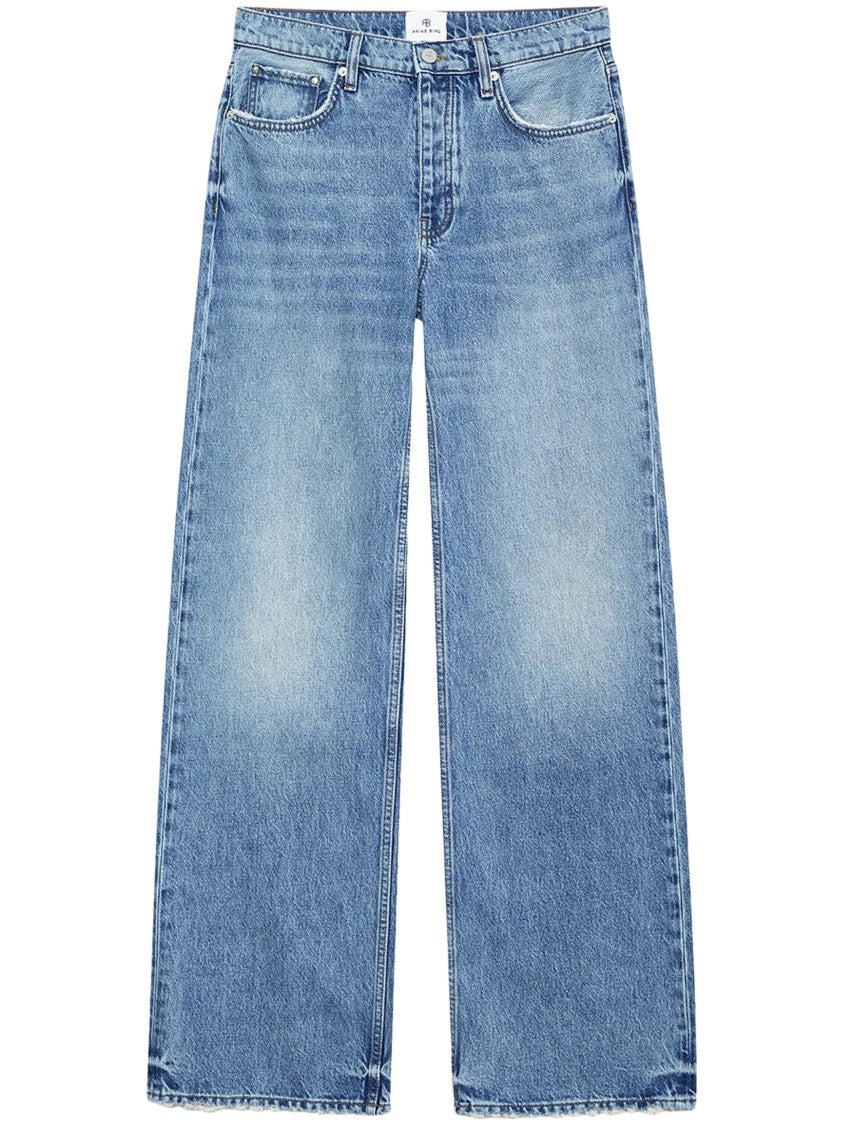 Anine Bing High-Waisted Wide-Leg Trousers With Classic Denim Finish