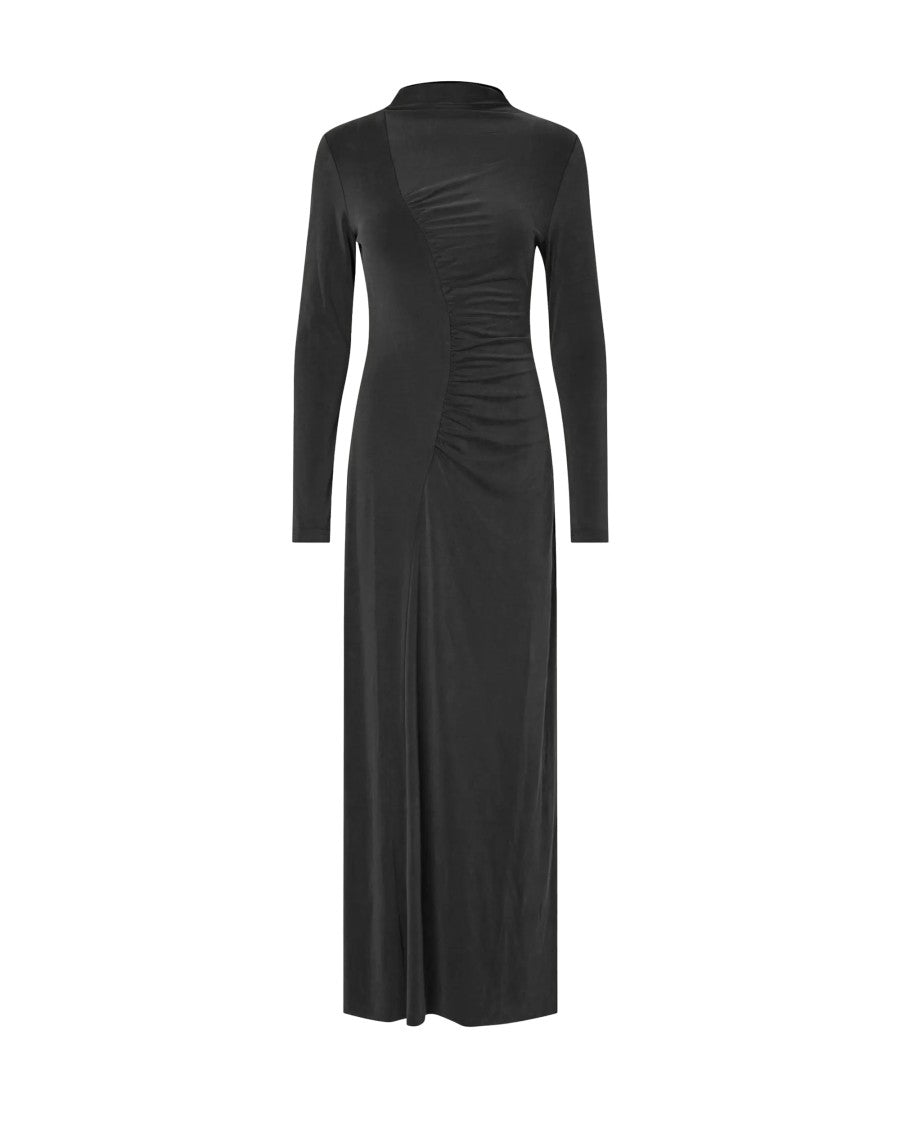 Samsøe Samsøe Black Saandressa High Neck Ruched Maxi Dress