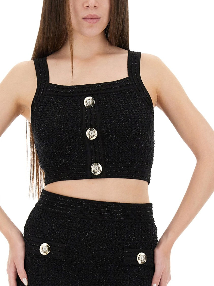 Balmain Classic Tweed Crop Top
