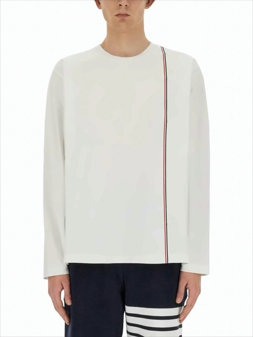 Thom Browne Minimalist Long-Sleeve Shirt With Tricolor Stripe