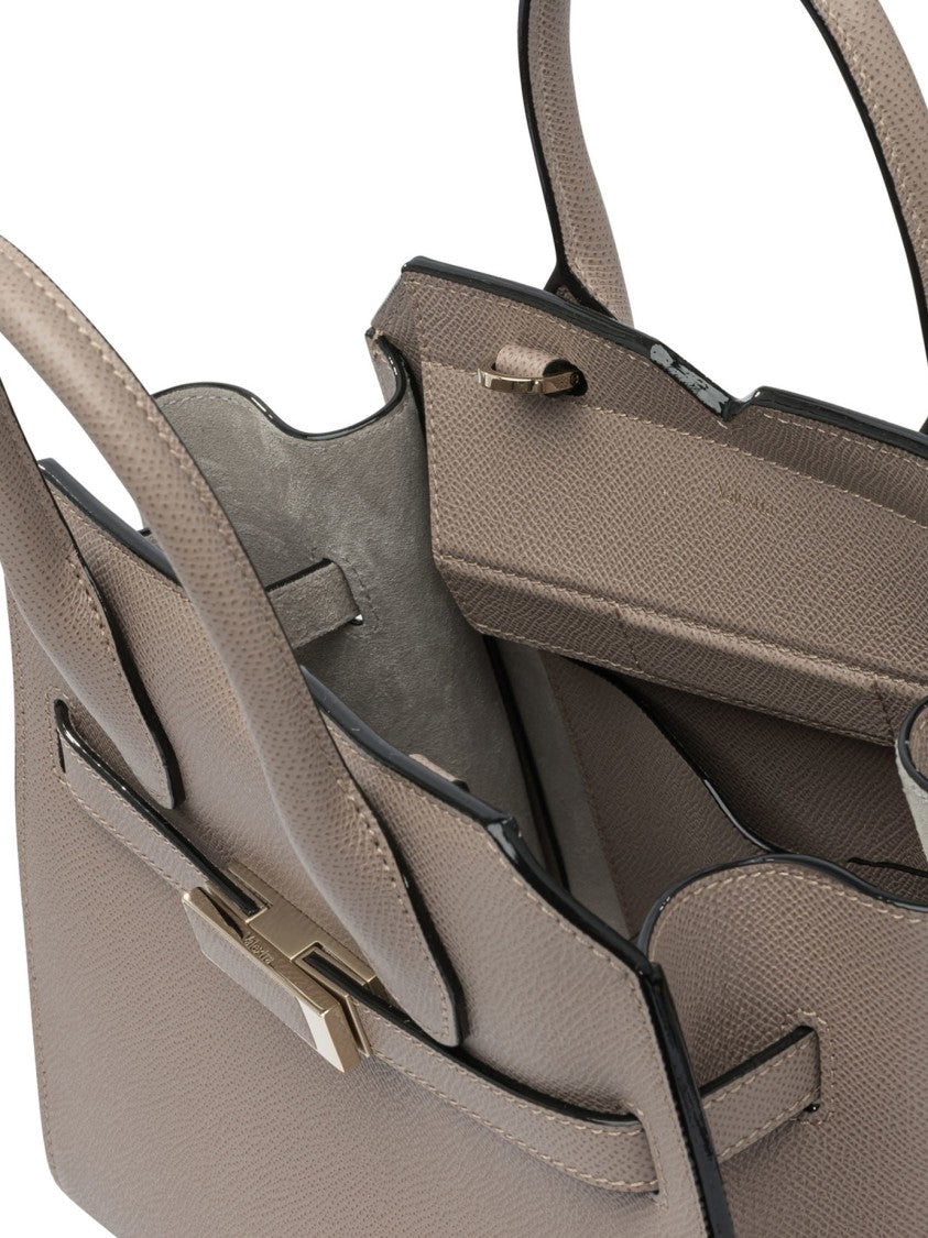 Valextra Structured Grey Calf Leather Mini Handbag