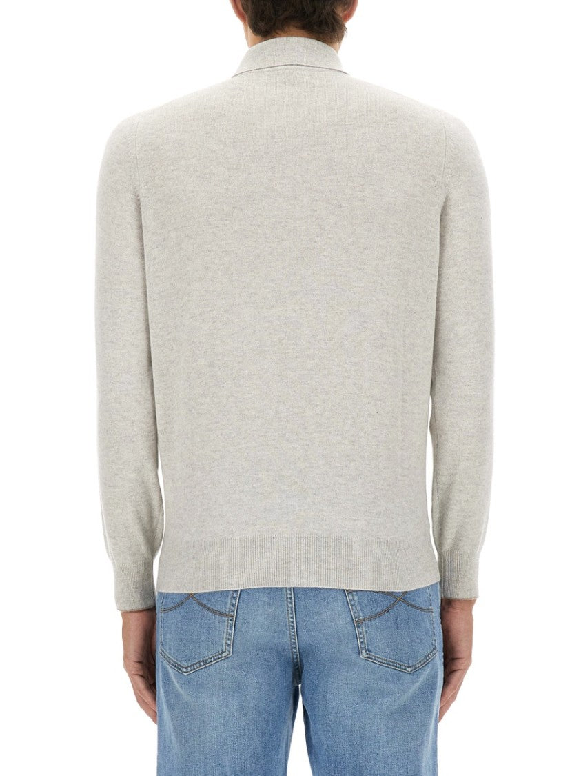 Brunello Cucinelli Classic Polo Design Cashmere Sweater
