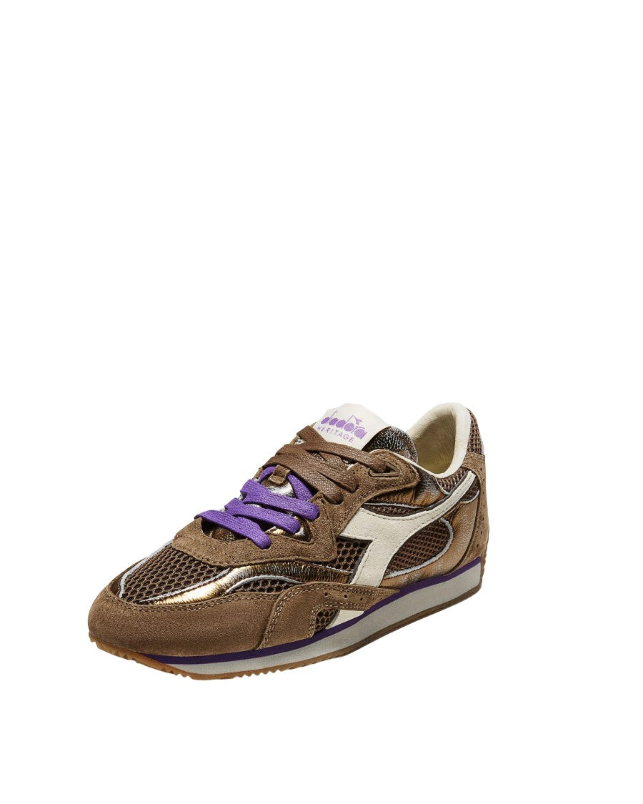 Diadora Stonewash Pigskin Leather Mesh Sneakers