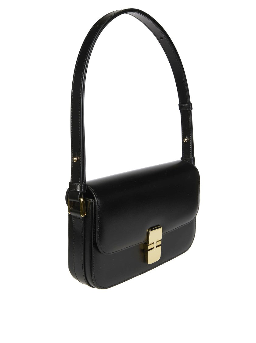 A.P.C. Black Sac Grace Flap Closure Shoulder Bag