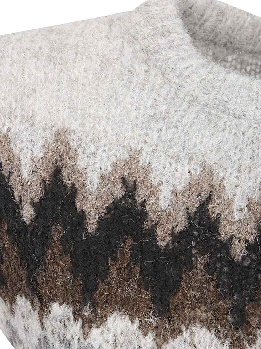 Thibault Van Der Straete Round Neck Sleeveless Fairisle Bird Sweater