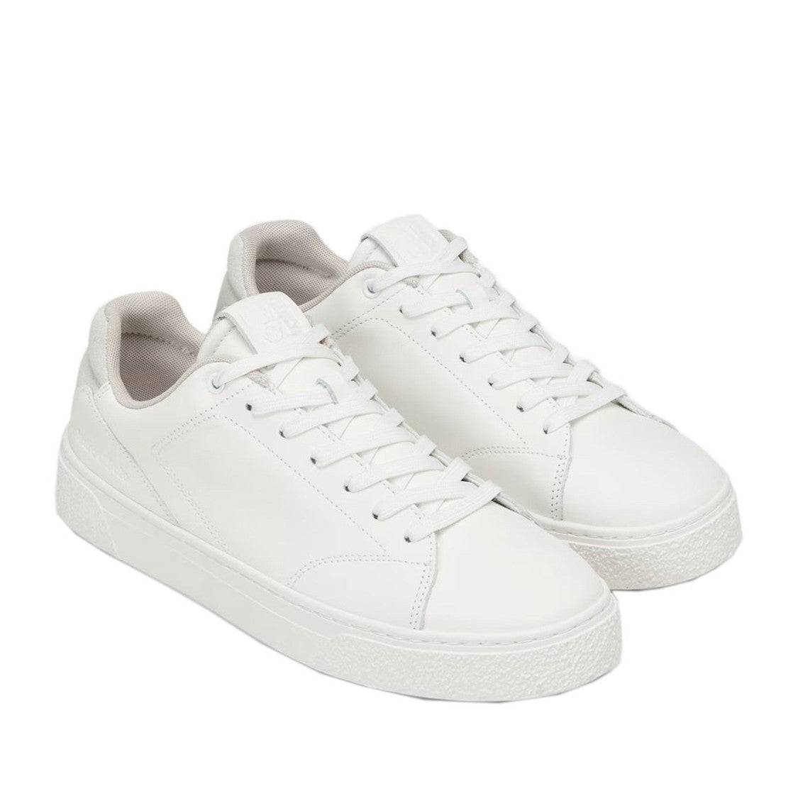 Marc O'polo White Jarvis Minimalist Suede-Accent Leather Sneakers