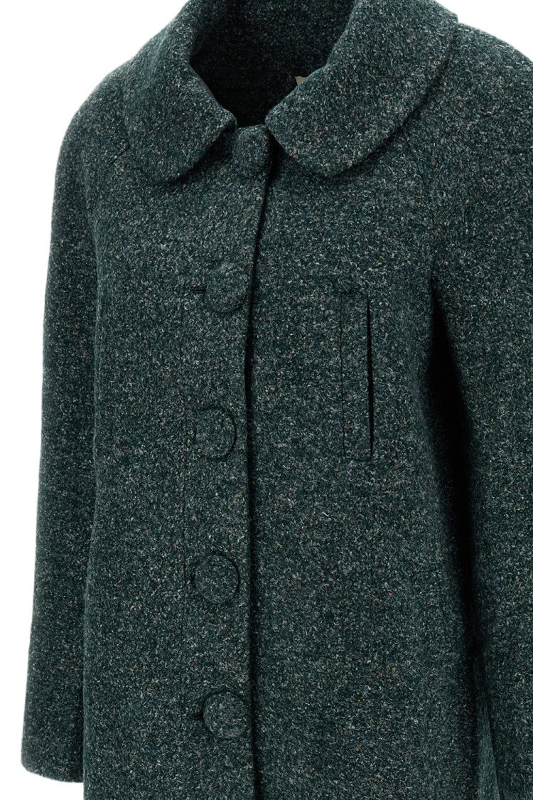 Shushu/Tong Green Oversized Peter Pan Collar Wool-Blend Long Coat