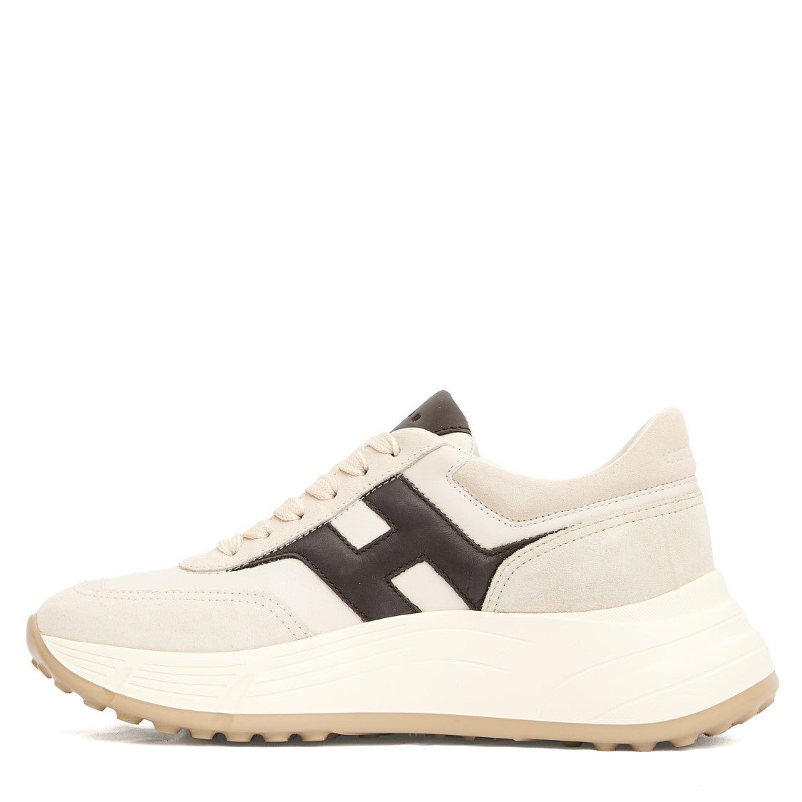 Hogan H669 Hi Fi Leather Cam White H Brown Running Sneakers
