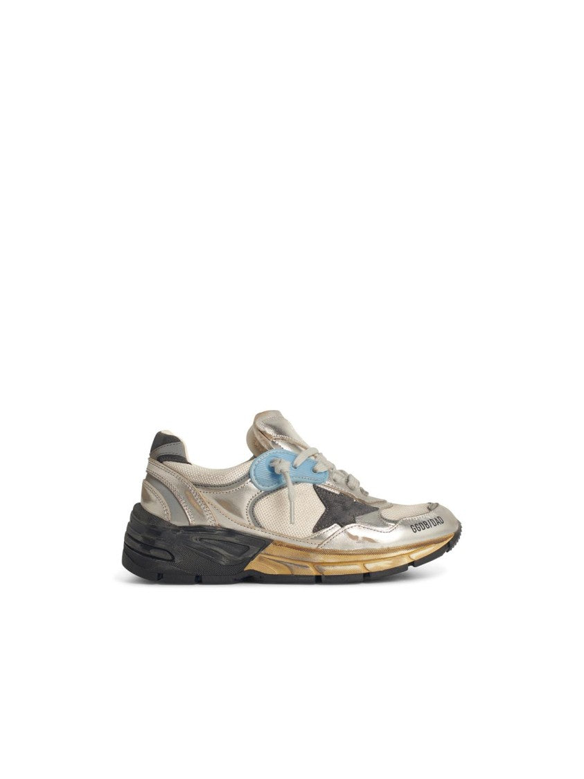 Golden Goose Dad-Star' Sneakers In Mesh And Silver Laminated Leather