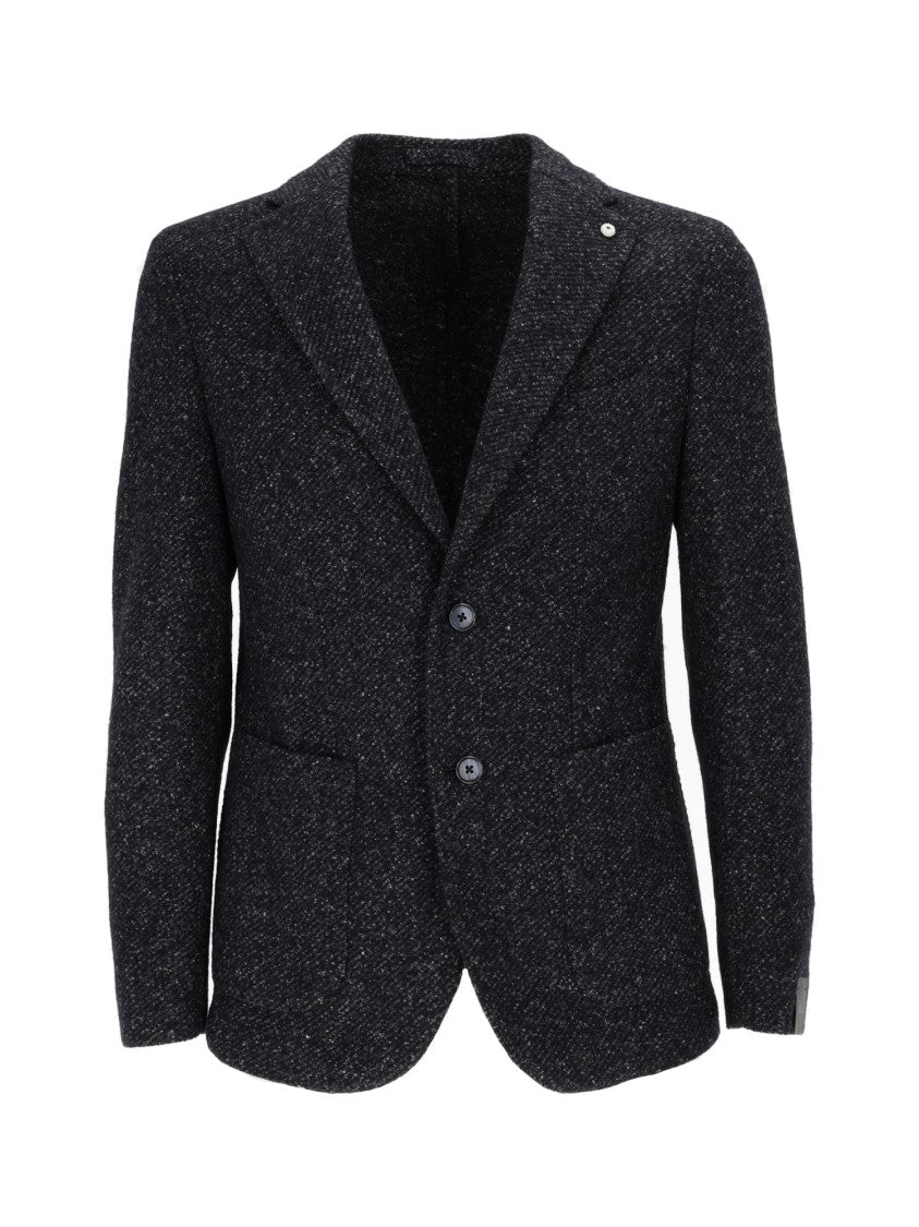 Brando-Lubiam Tailored Black Blazer In Virgin Wool And Silk Blend