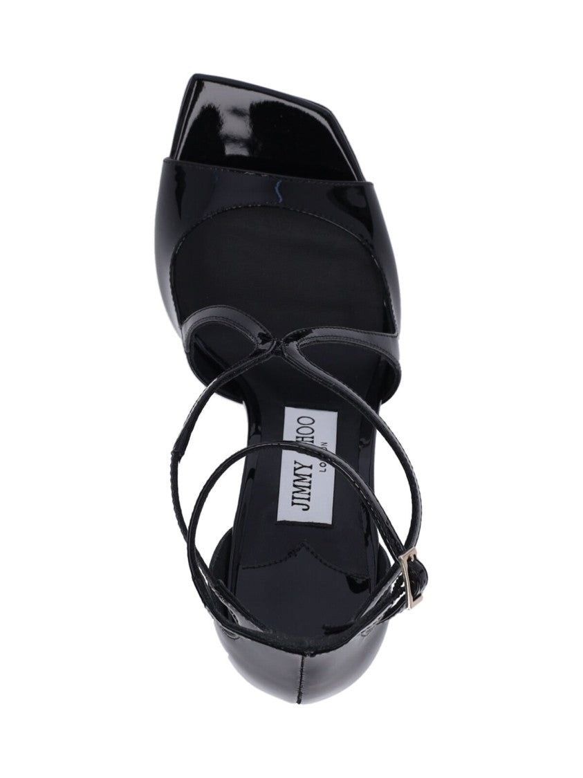 Jimmy Choo Open-Toe Black Sandals With Slim Straps