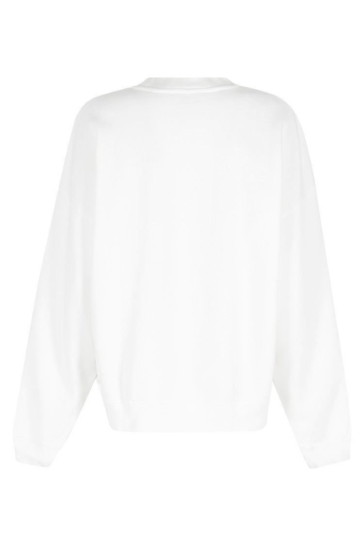 Anine Bing White Miles Oversized Sweatshirt Letterman Patch Cotton Sweatshirt