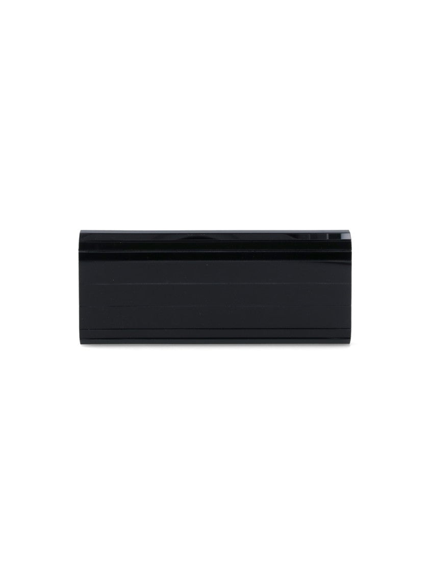 Jimmy Choo Ribbed Black Acrylic Clutch Bag With Removable Chain Strap
