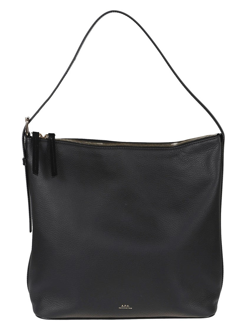 A.P.C. Black Leather Mixed Texture Shoulder Bag