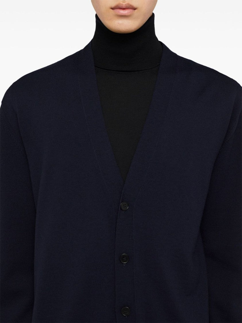 Jil Sander Midnight Blue Merino Wool Cardigan