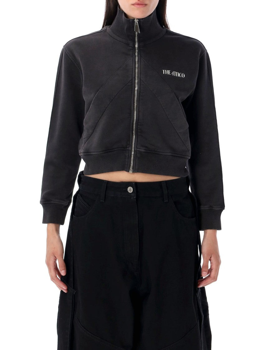 The Attico Zip-Up Cropped Sweatshirt