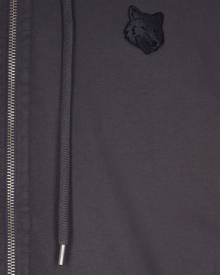 Maison Kitsuné Charcoal Cotton Zip-Up Hoodie