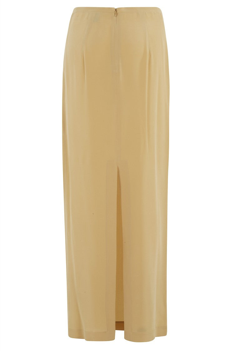 Alysi Silk Midi Skirt With Back Zipper And Front Slit
