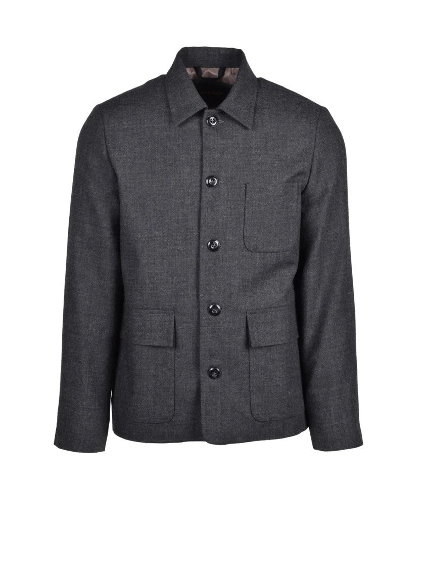 Officina 36 Grey Unlined Wool-Blend Jacket