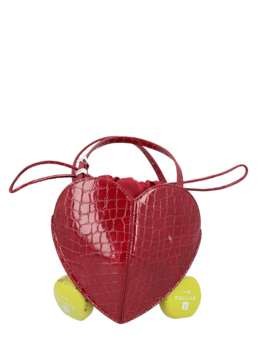 Rotate Heart-Shaped Handbag In Crocodile-Embossed Leather