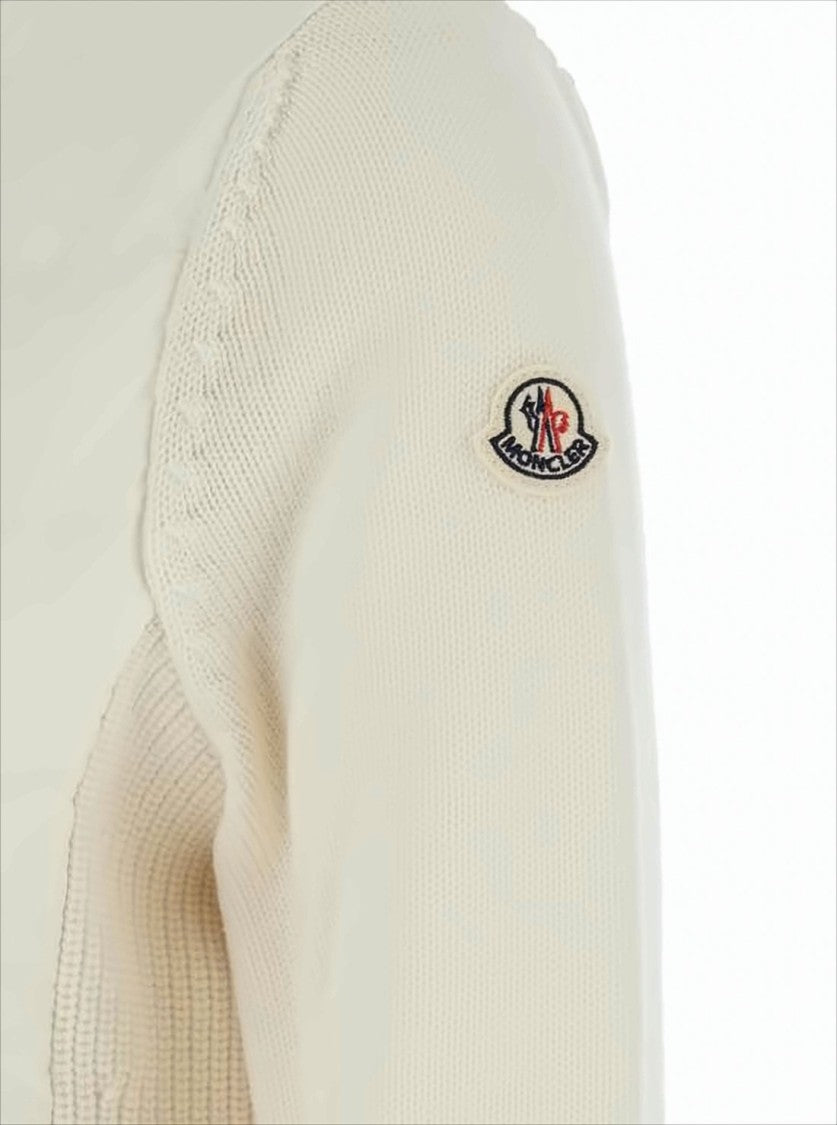 Moncler Quilted Padded Zip-Up Cardigan With Wool Sleeves