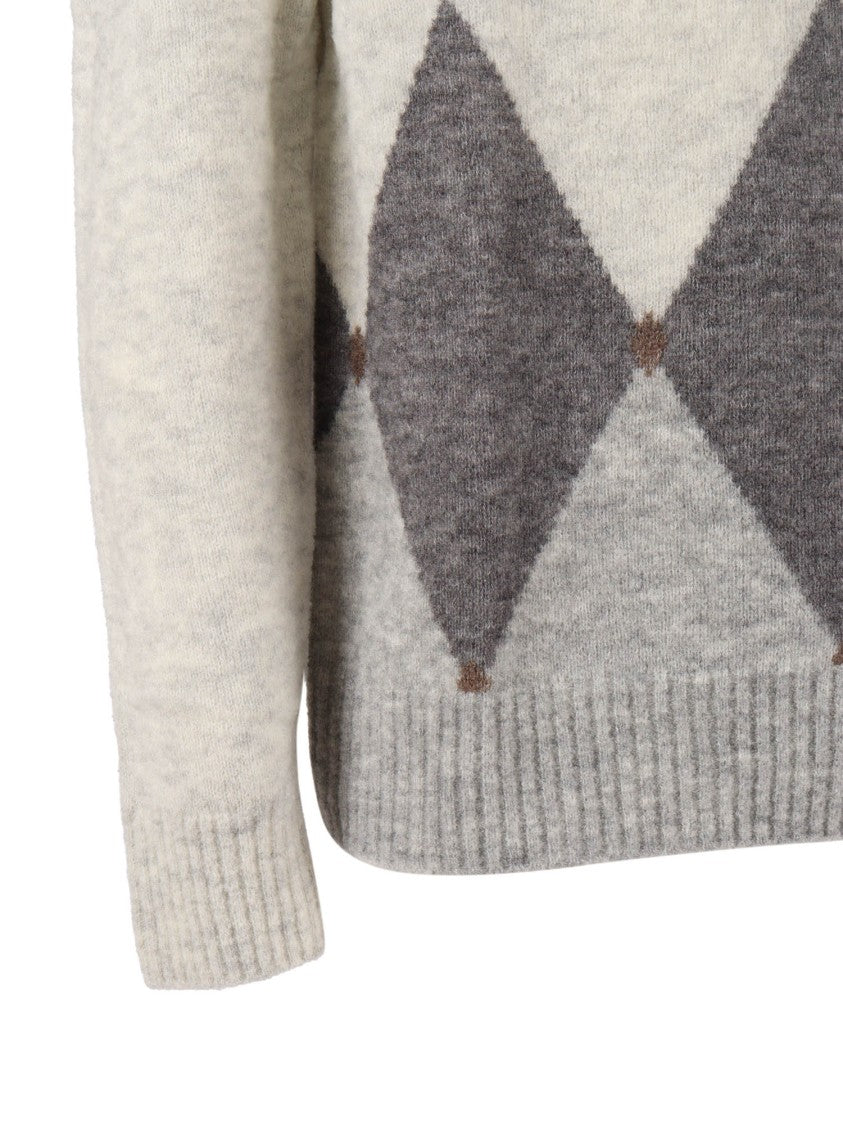 Ballantyne Classic Crew Neck Pullover In Subtle Argyle Pattern