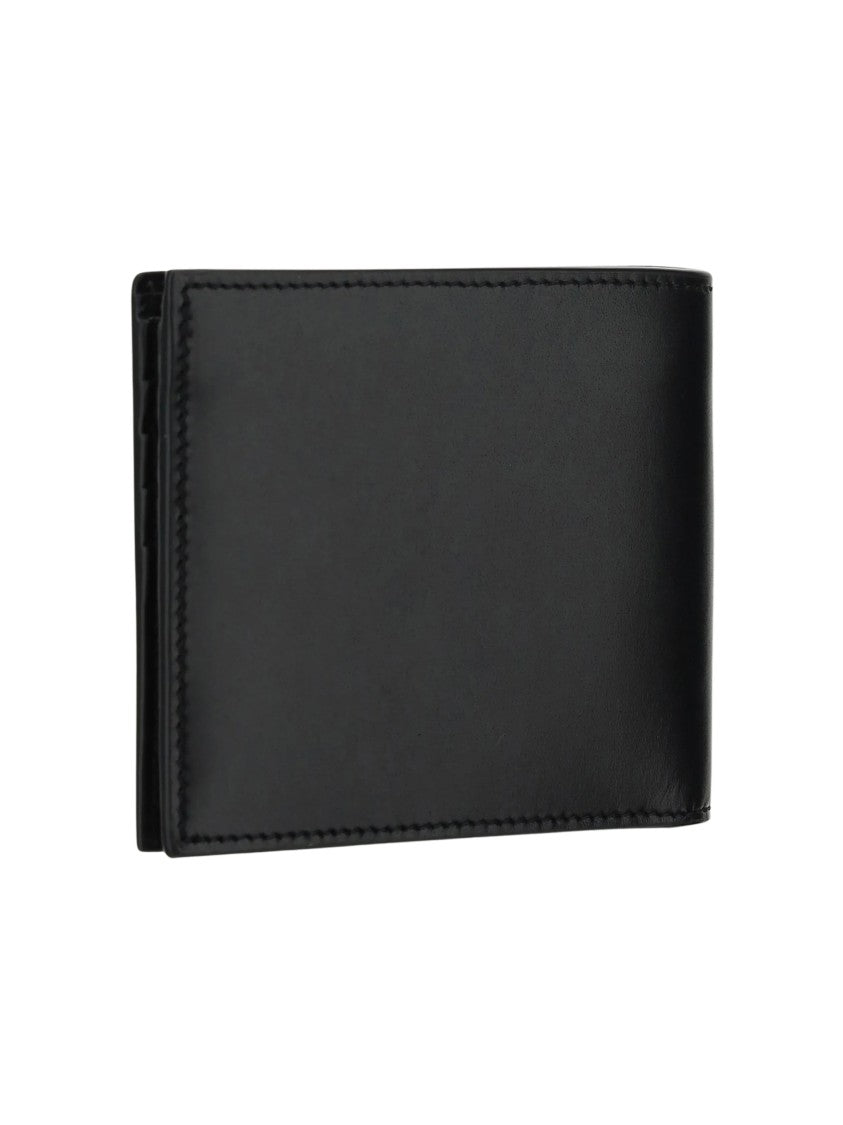 Saint Laurent Bifold Black Calf Leather Wallet With Metallic Monogram