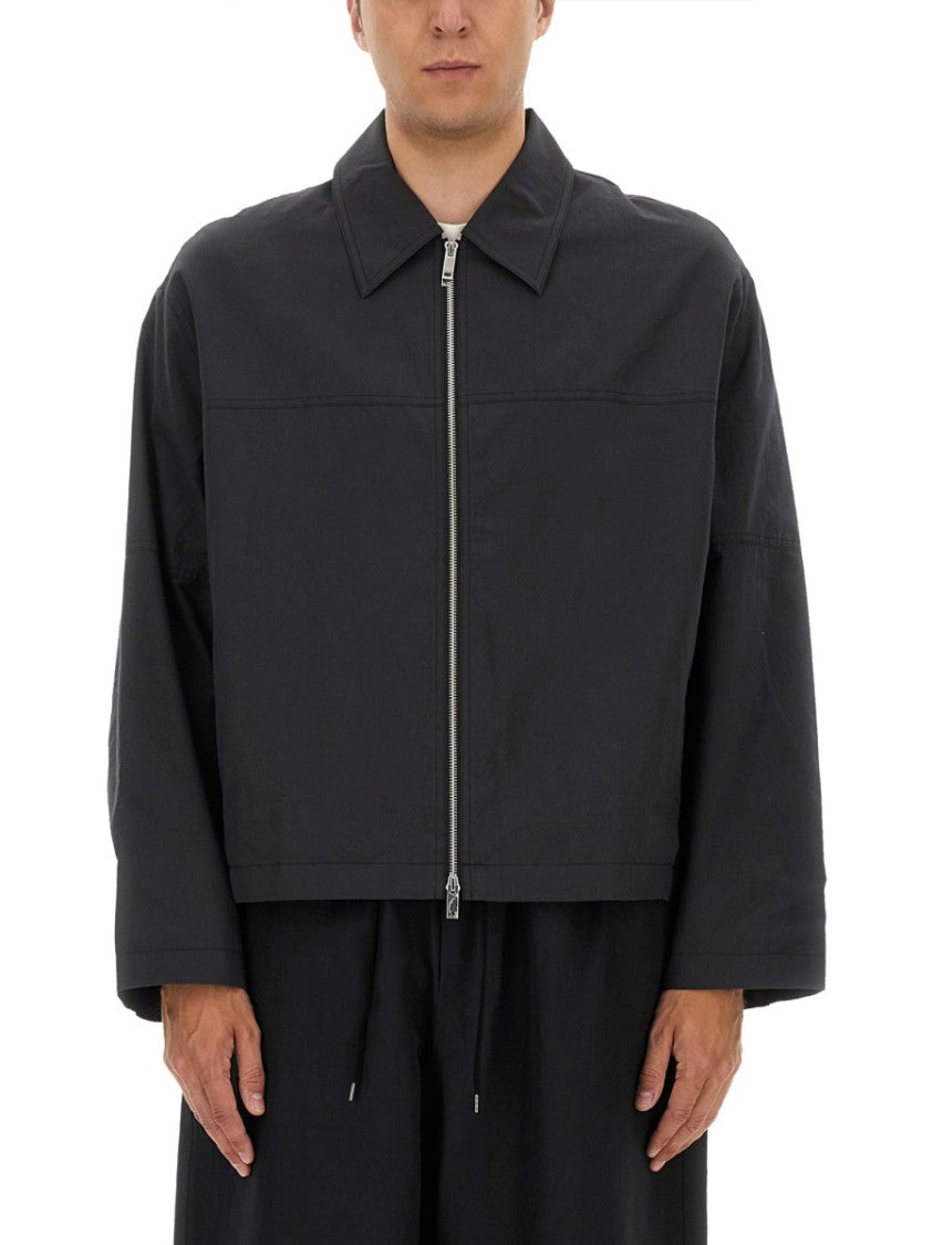 Studio Nicholson Boxy Black Harrington Jacket With Classic Collar