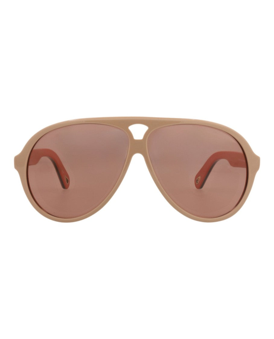 Chloé Aviator-Frame Recycled Acetate Sunglasses With Saddle Nose Bridge