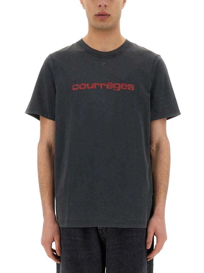 Courrèges Logo Print T-Shirt With Vintage Aesthetic