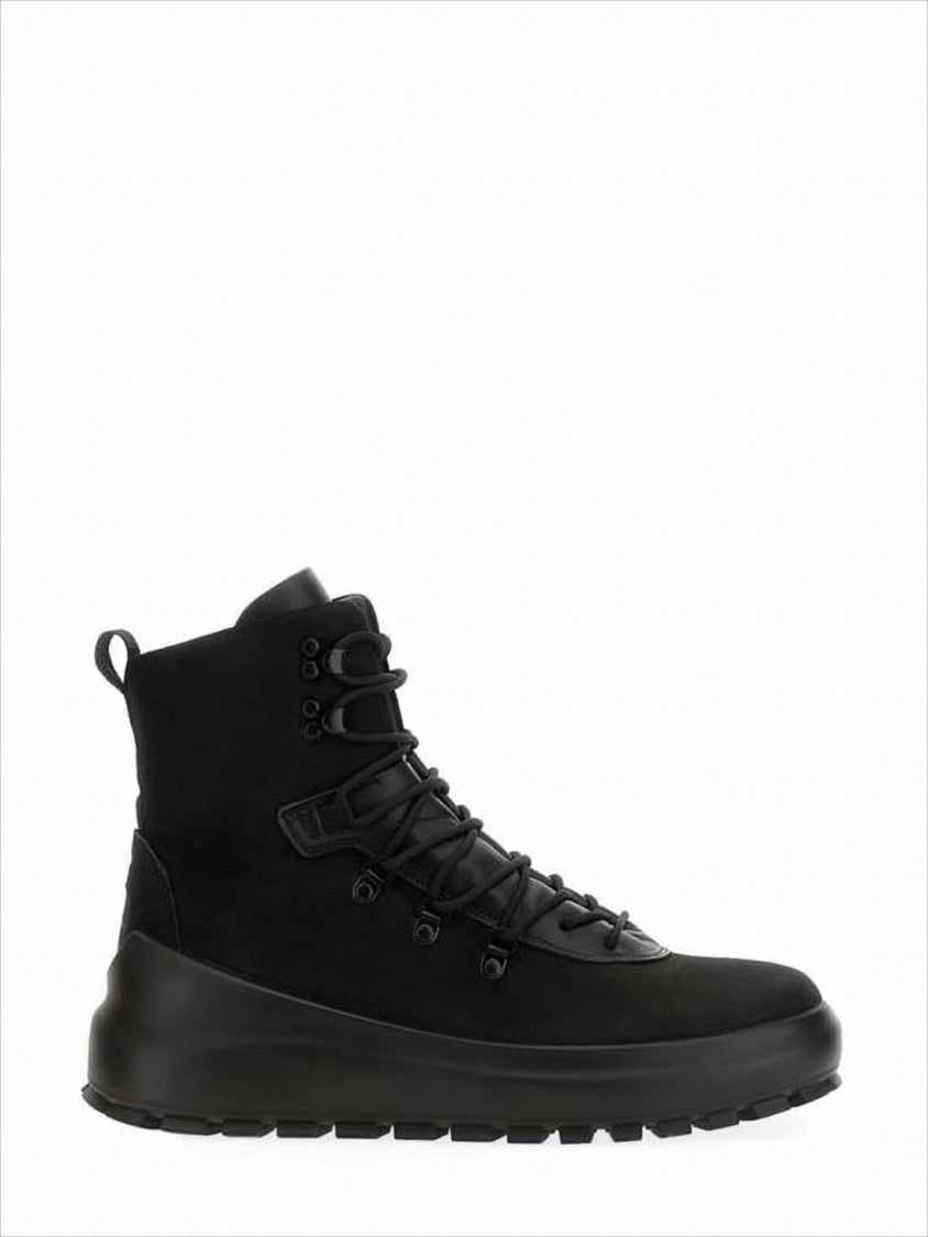 Stone Island High-Top Boots With Matte Black Finish And Design