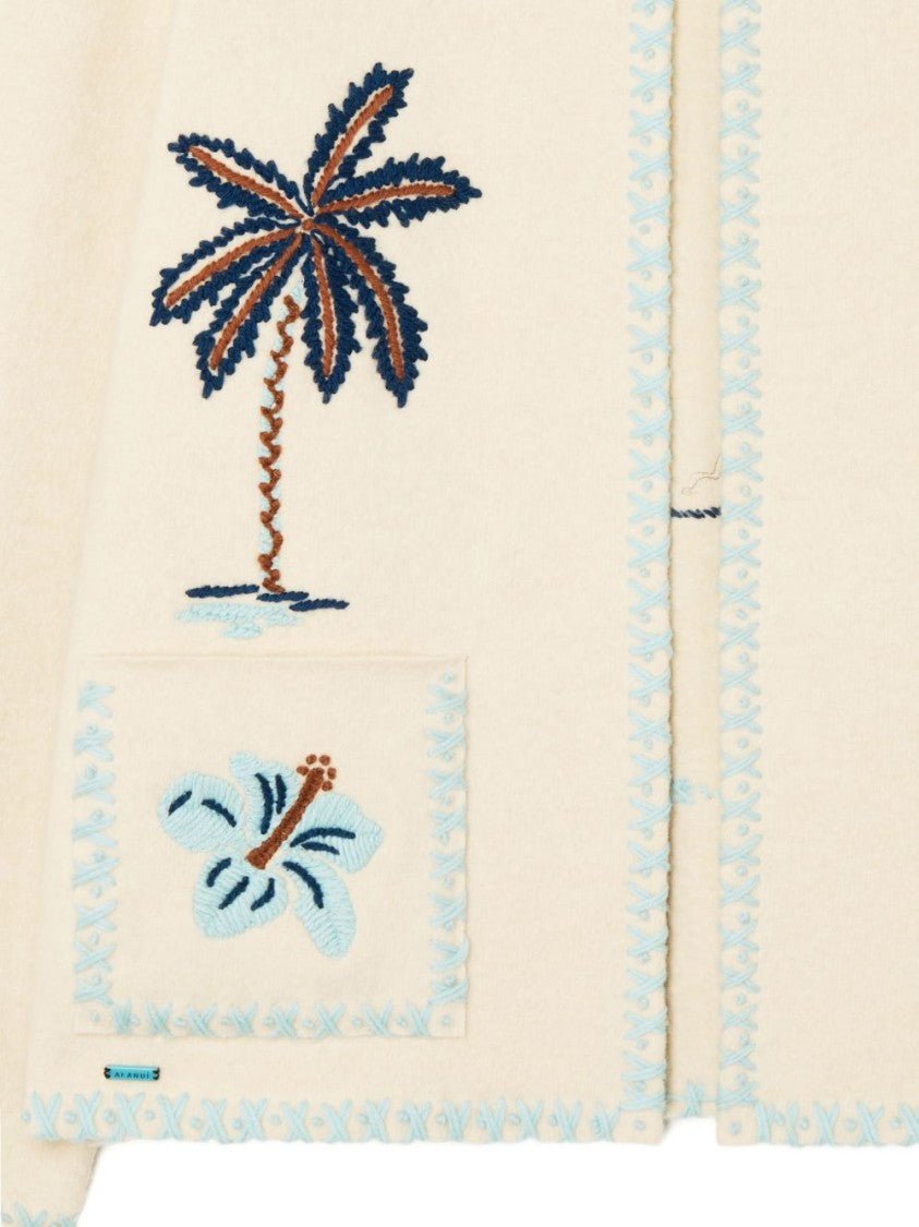 Alanui Boxy Cream Sweater With Intricate Embroidery