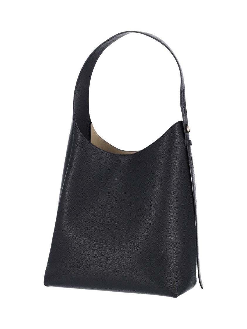 Tory Burch Structured Black Calf Leather Shoulder Bag