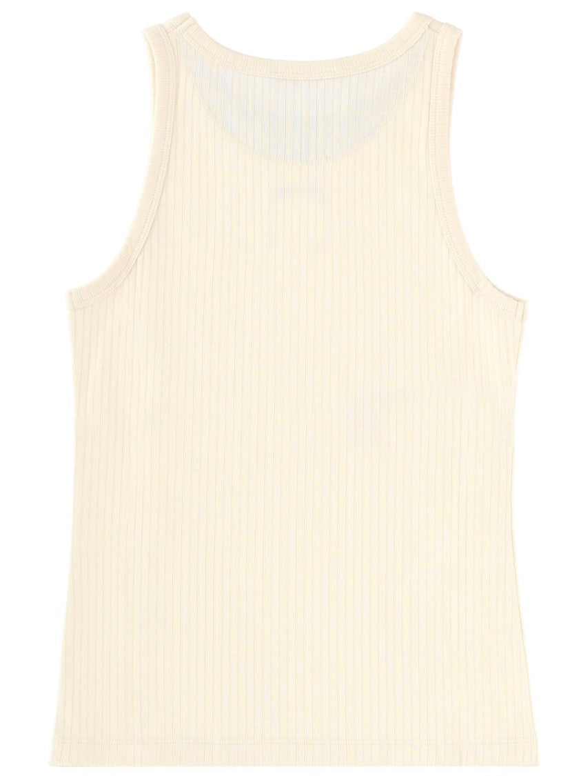 Marni Ribbed Tank Top Contrasting Logo Patch