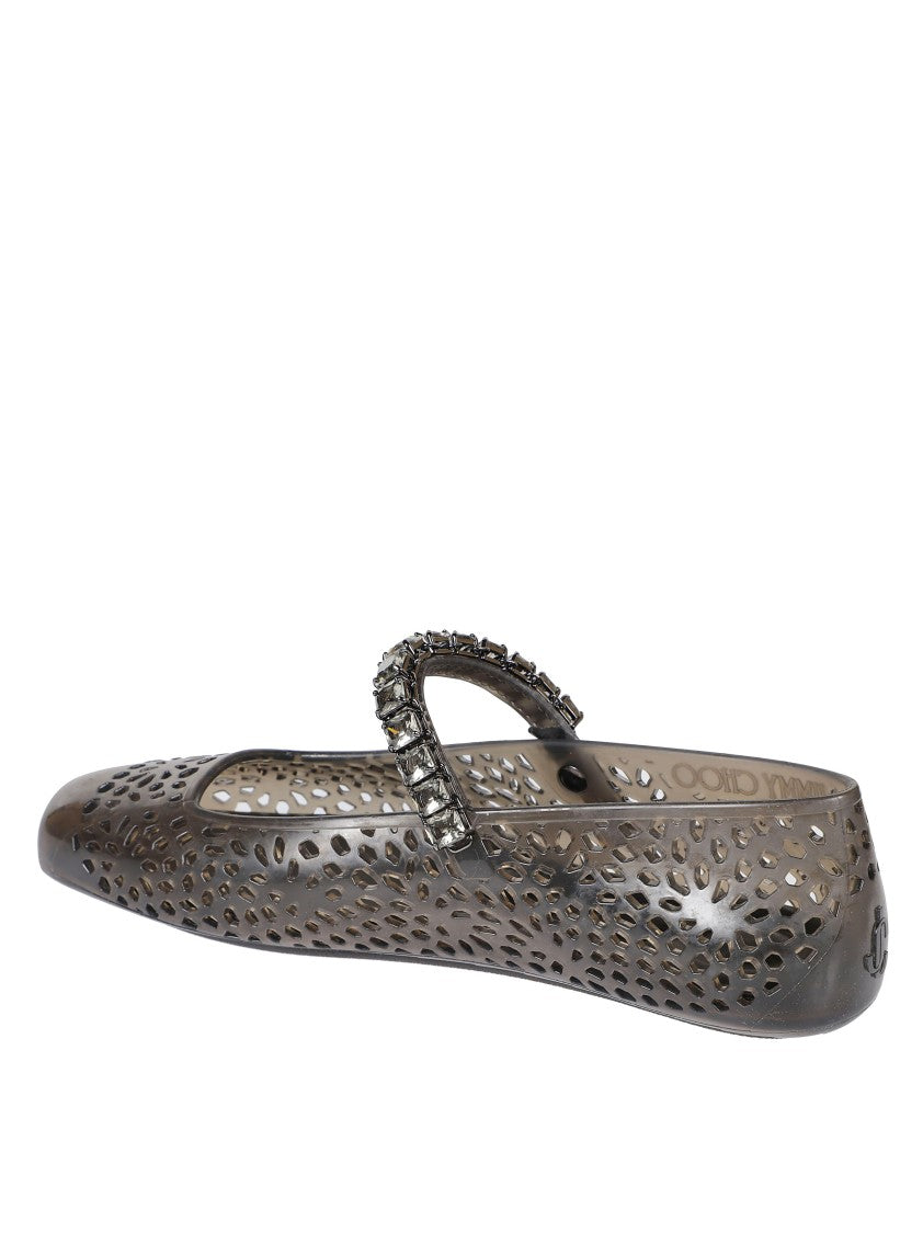 Jimmy Choo Black Flats With Decorative Strap