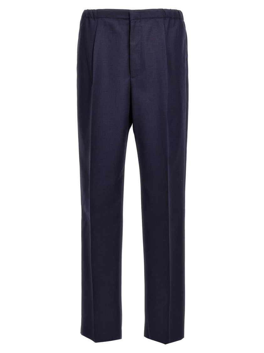 Fendi Black Wool Trousers With Elastic Waistband And Tailored Fit