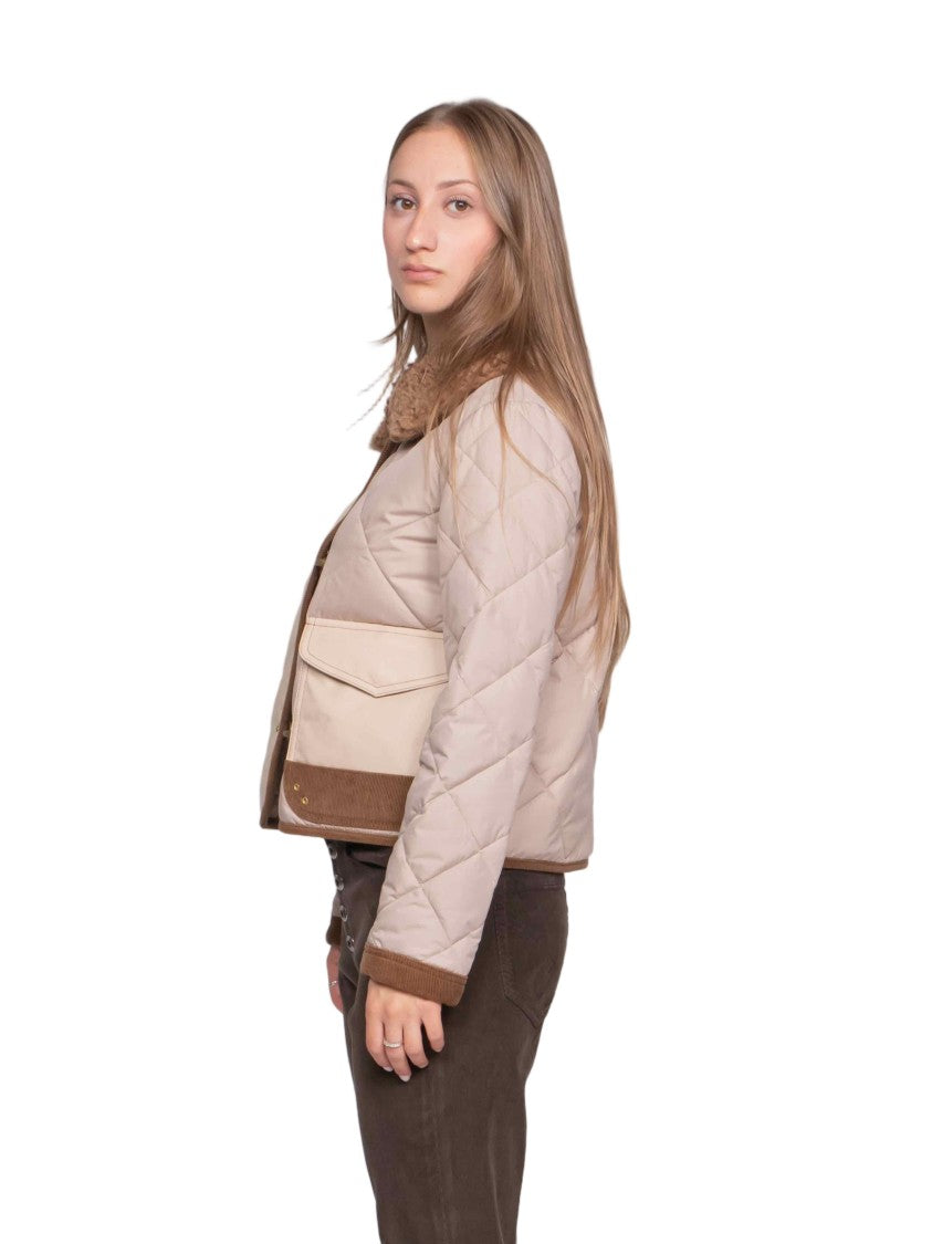 Fay Quilted Jacket With Plush Textured Collar And Toggle Closures