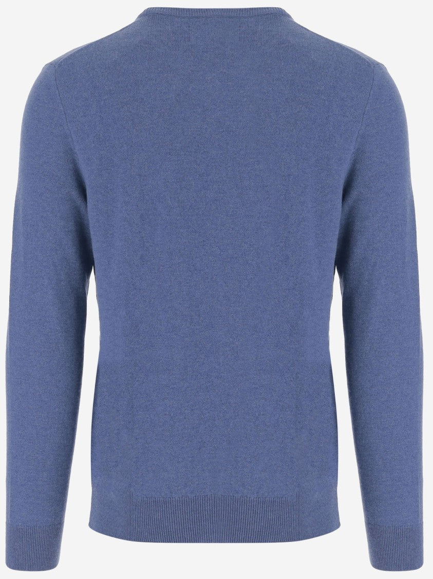 Polo Ralph Lauren Light Blue Wool Crew Neck Sweater With Ribbed Hems