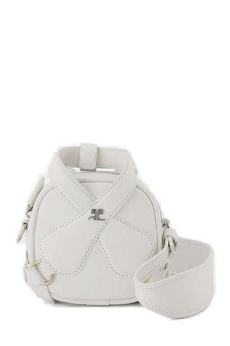 Courrèges Mini Loop Bag With Distinctive Handle In Smooth White Leather