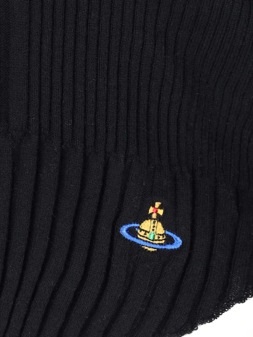 Vivienne Westwood Cropped Ribbed Cardigan With Multicolor Logo